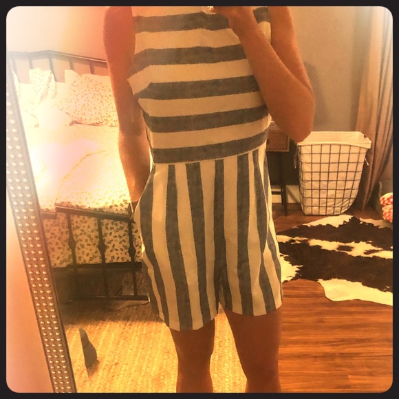 Striped romper WITH POCKETS - Picture 1 of 2